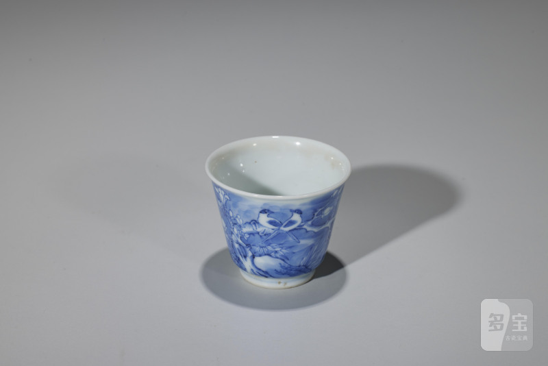 清  青花花鸟纹杯 - 图3